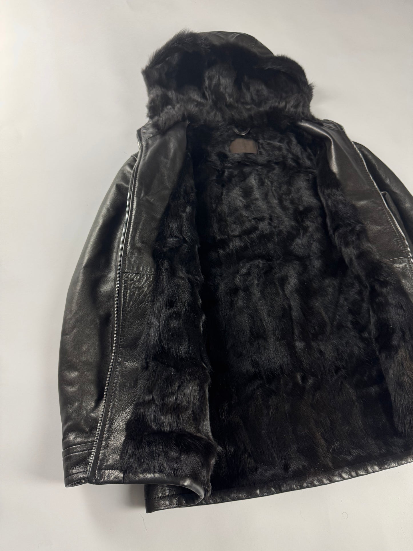 Prada Inside Fur Hooded Leather Jacket FW 1996 - S