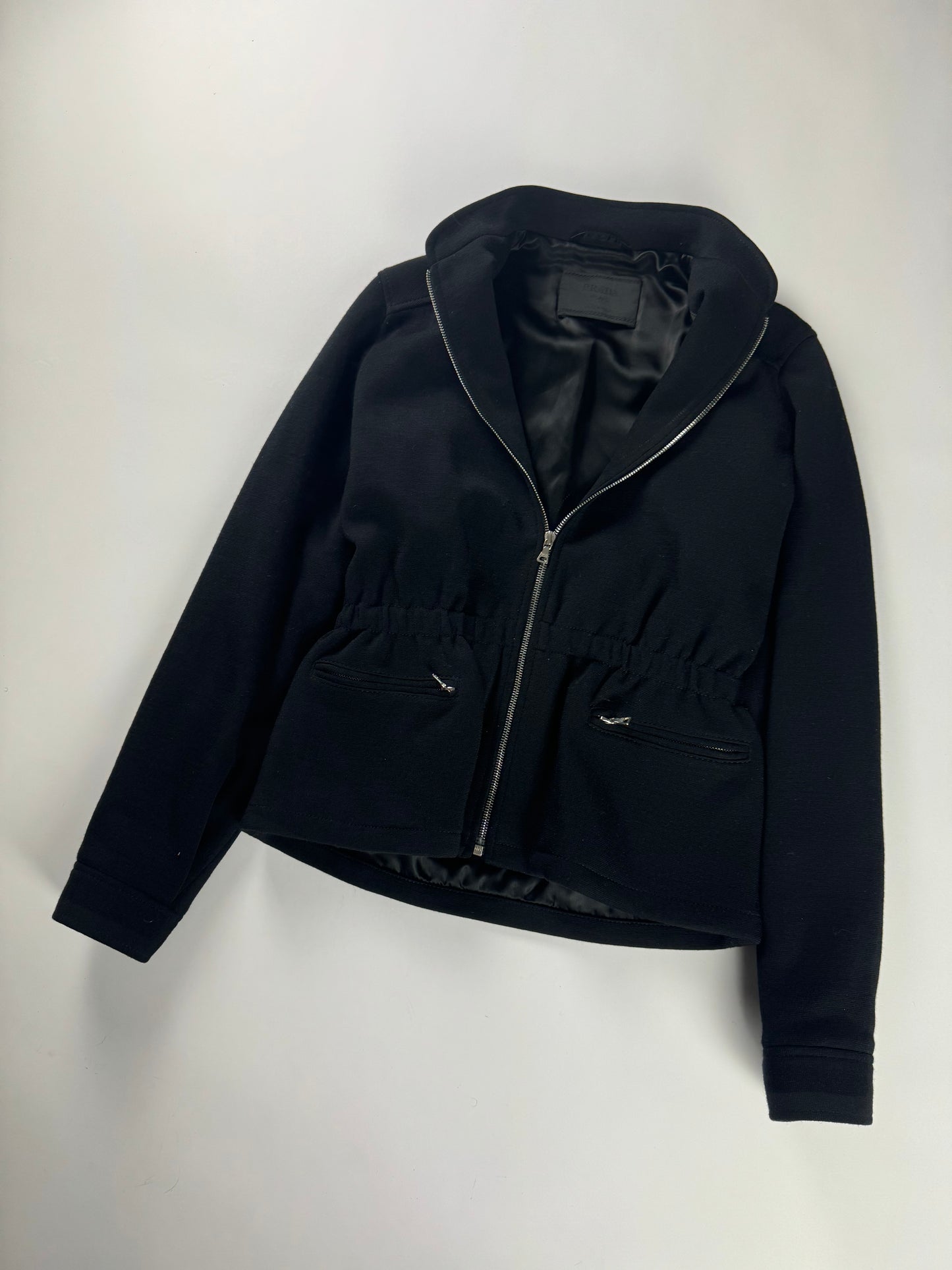 Prada Black Drawstring Zipper Jacket FW 1997 - M