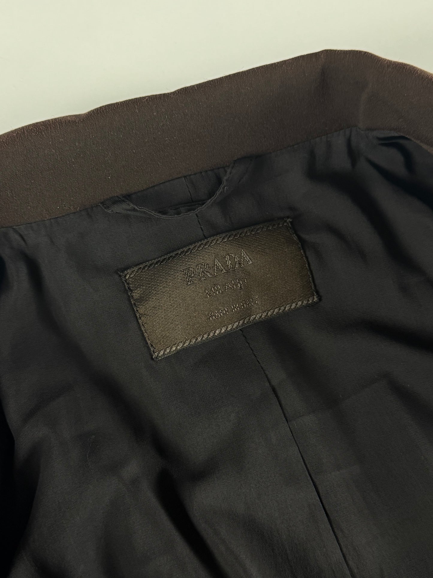 Prada Brown Elegant Cropped Belted Jacket Skirt Set FW 1996 - S