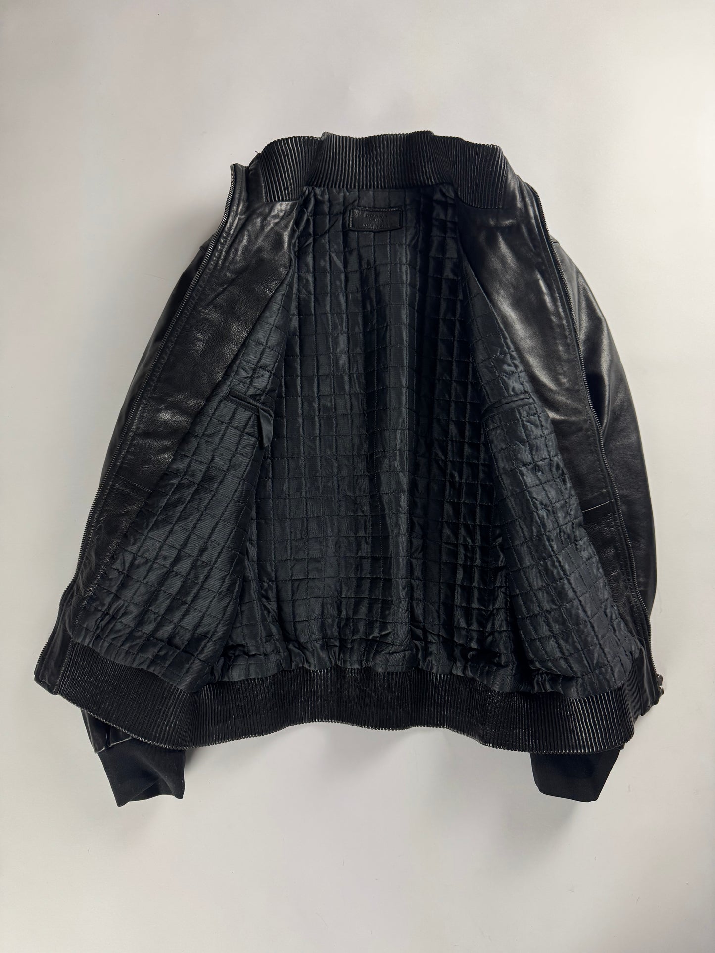 Prada Plissé Collar Leather Bomber Jacket FW 2007 - M