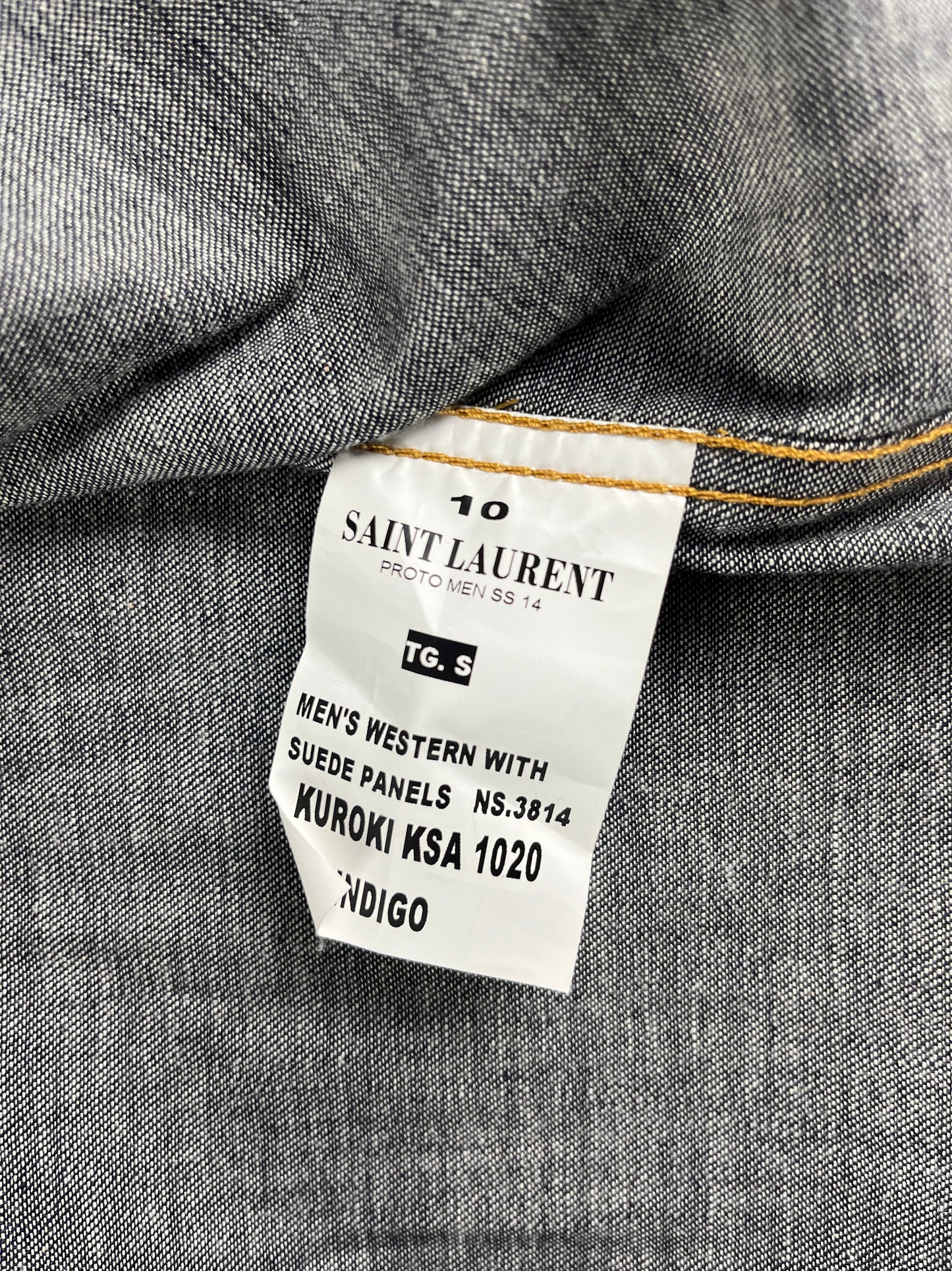 Saint Laurent Sample Denim Rodeo Suede Shirt SS 2014 - S