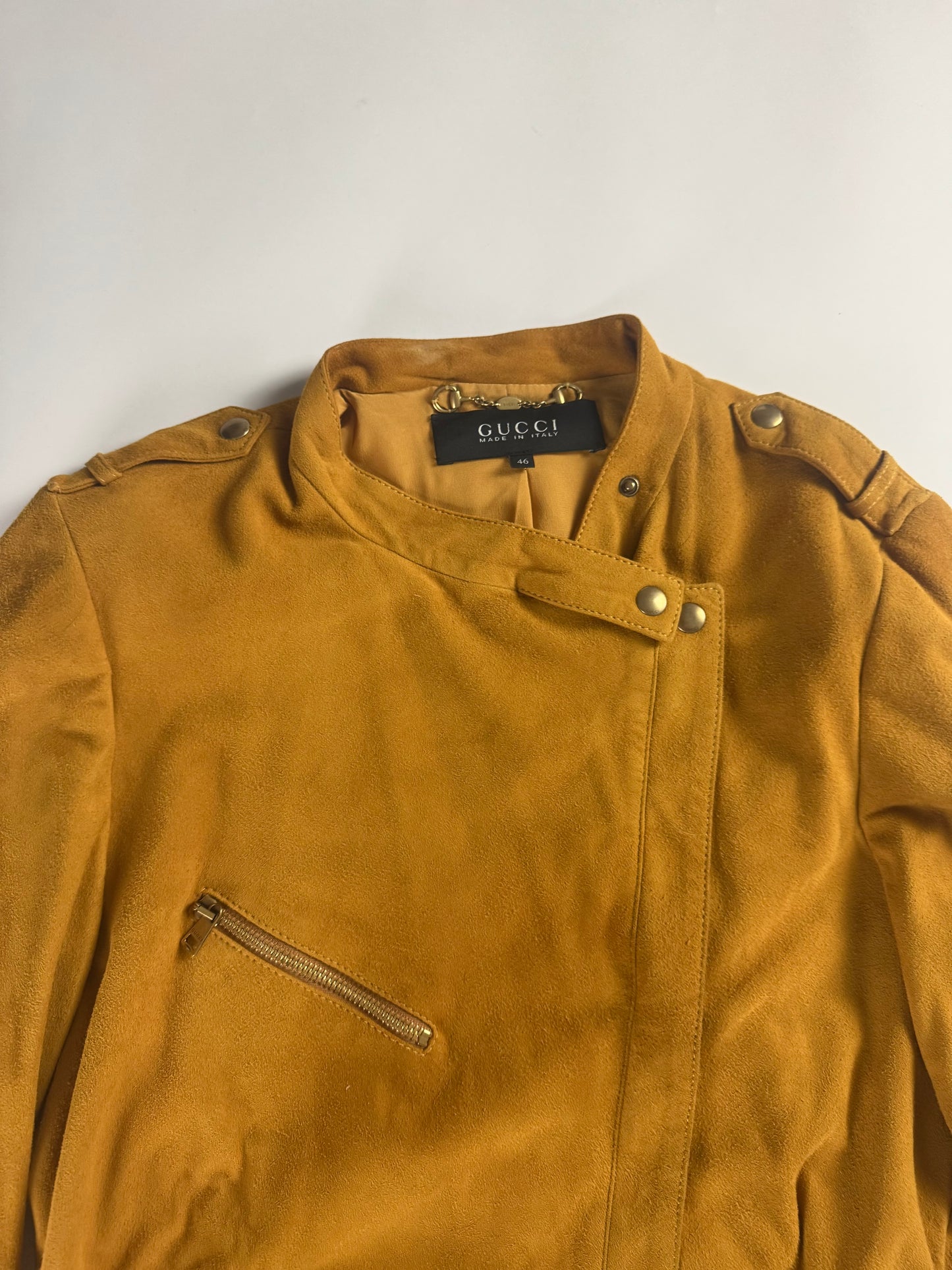 Gucci Orange Suede Zipper Belted Jacket 2000s - S