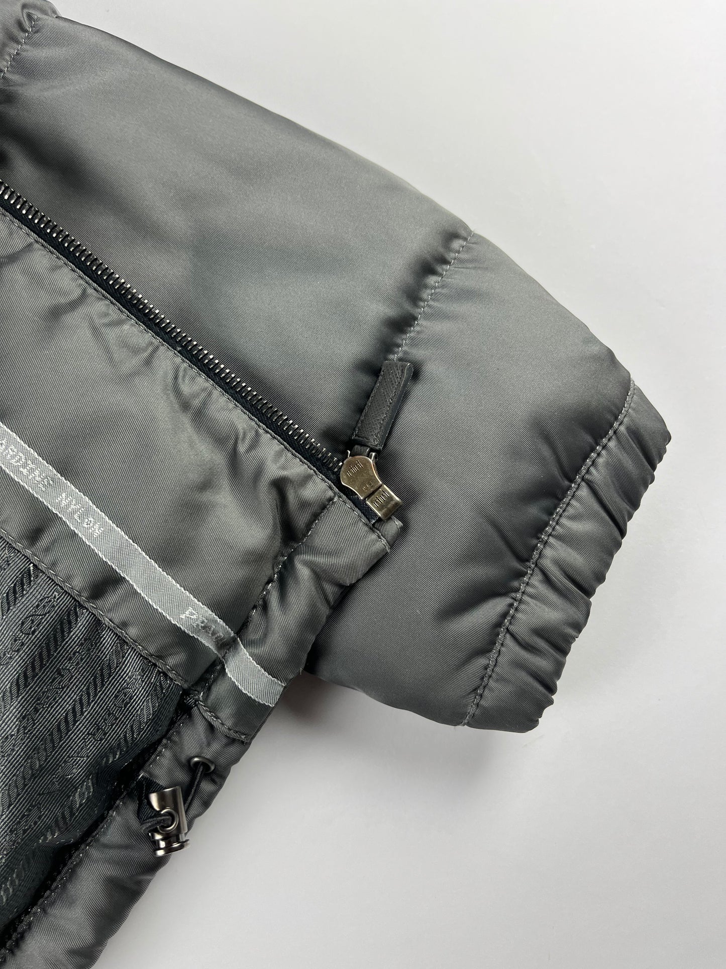 Prada Triangle Logo Grey Puffer Jacket FW 2011 - L