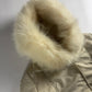 Miu Miu Cropped Cream Fur Hood Puffer Jacket 2000s - S