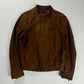 Prada Sample Havana Brushed Suede Canvas Leather Moto Jacket FW 2013 - M