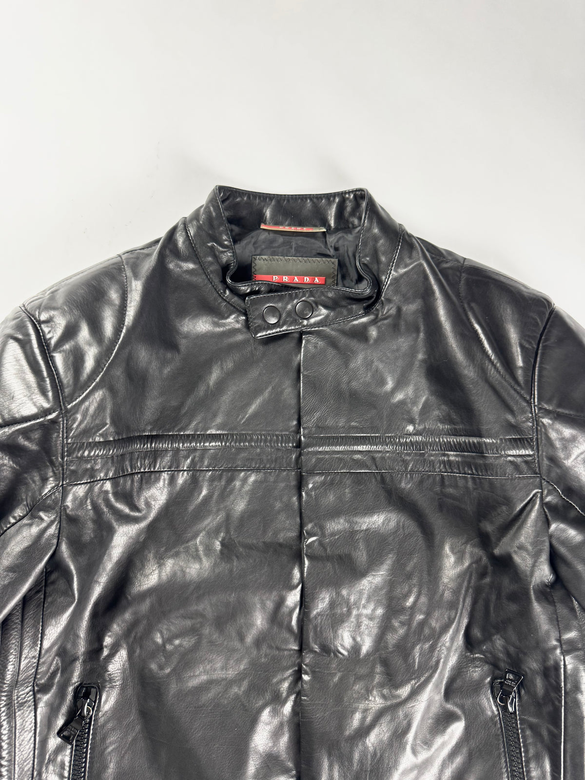 Prada Milano Black Leather Motorcycle Jacket FW 2007 - M