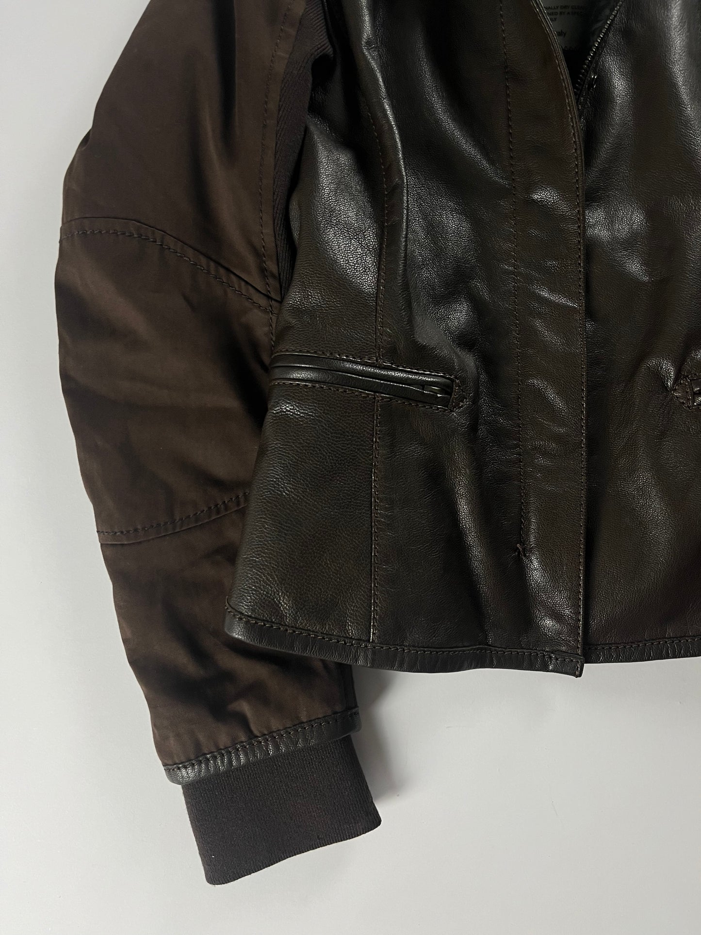 Prada Brown Leather Motor Jacket 2000s - XS