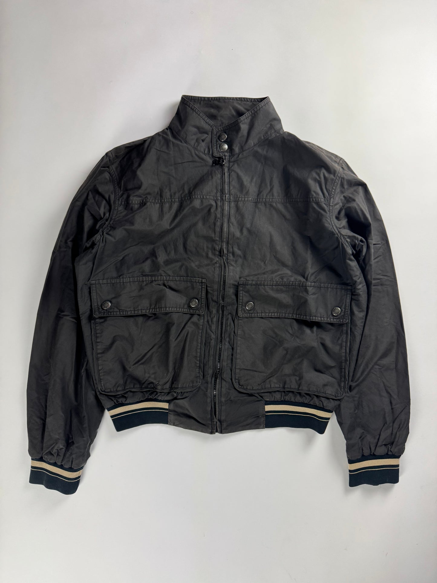 Prada Dark Grey Double Buttons High Collar Bomber Jacket SS 2007 - S