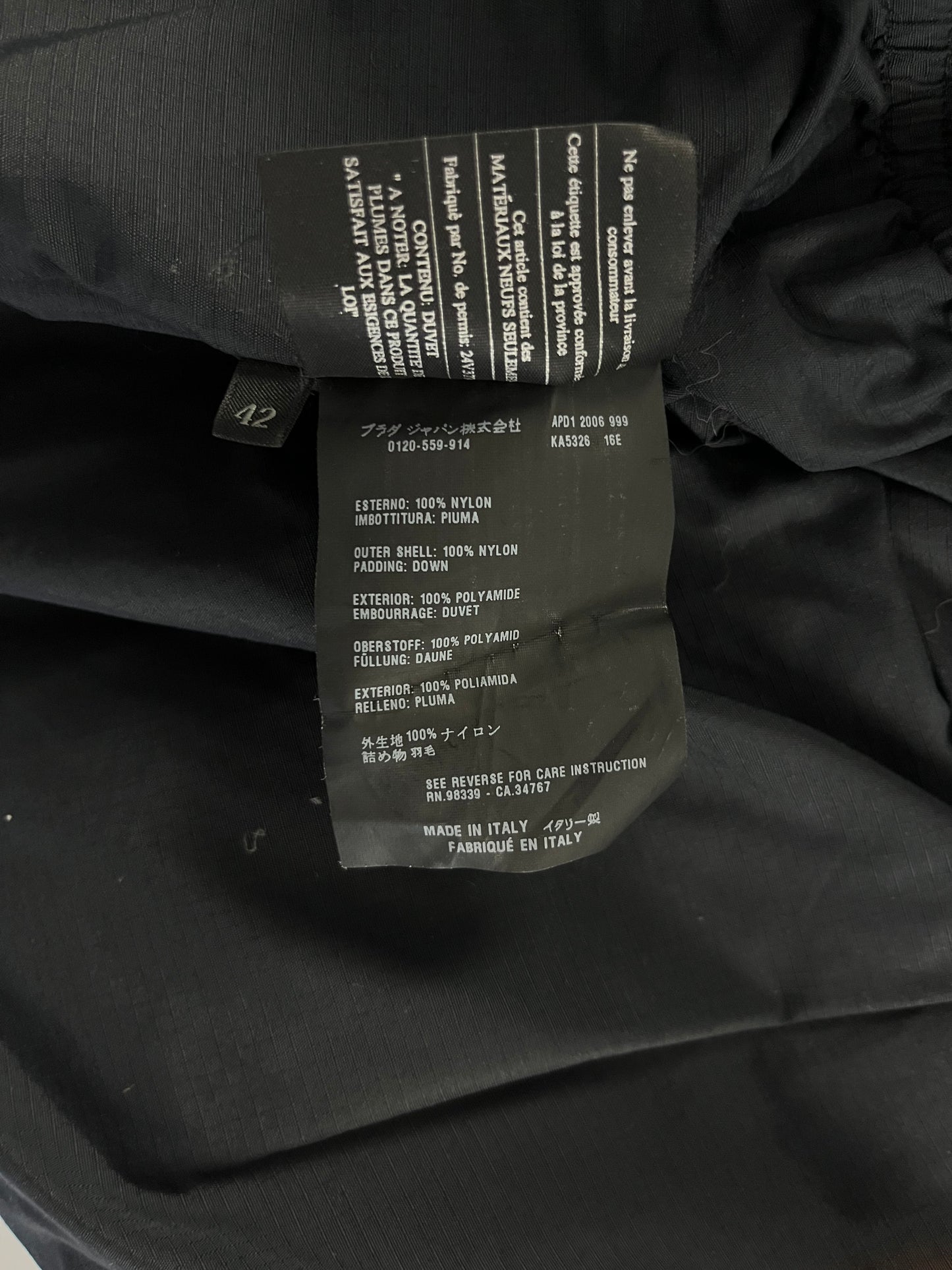 Prada Essential Dark Grey Puffer Down Jacket FW 2006 - XS