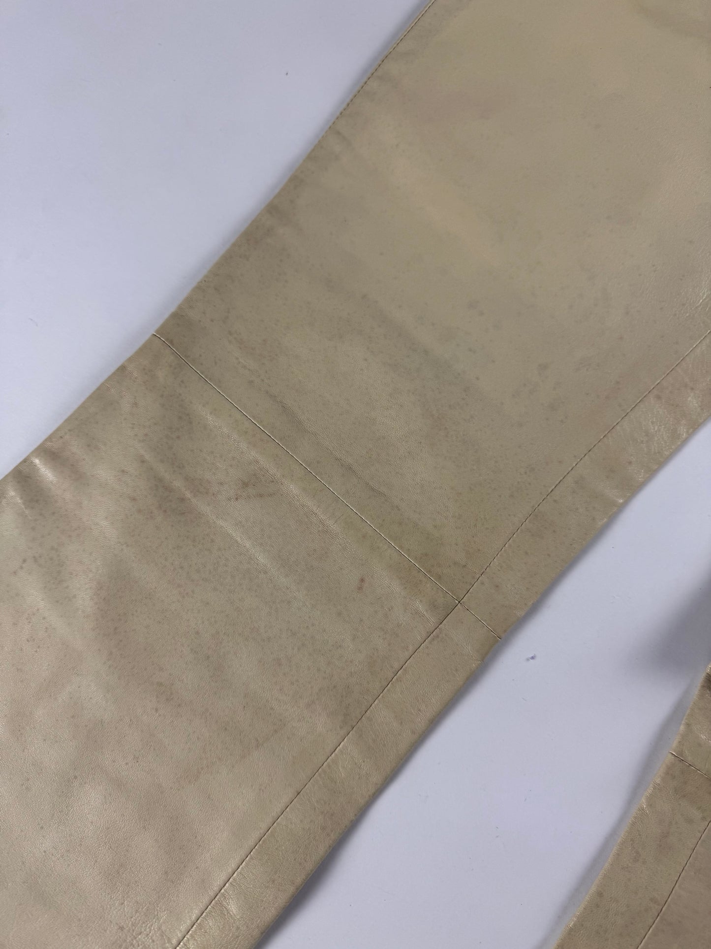 Gucci Tom Ford Cream Leather Flare Pants 1990s - S