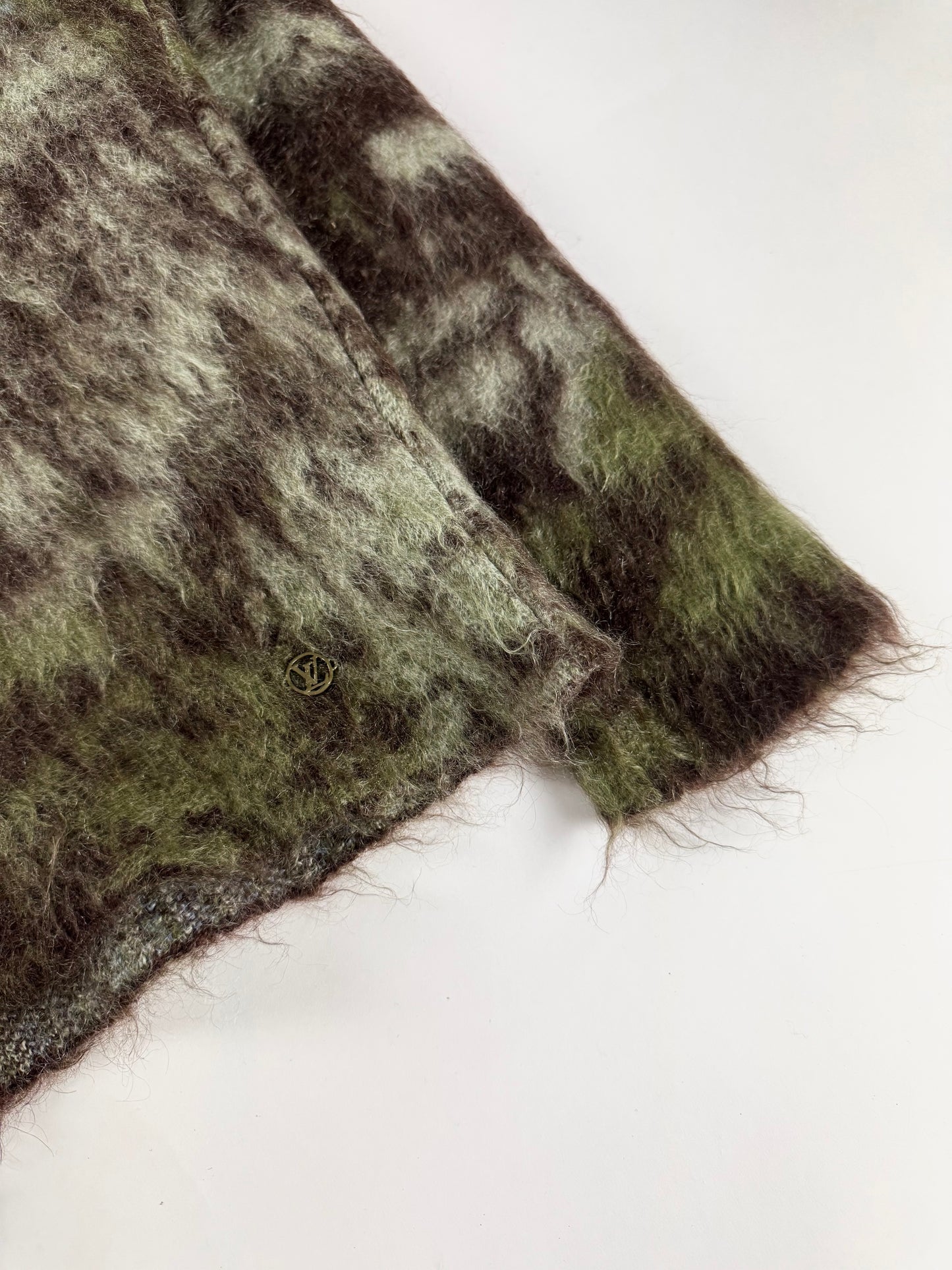 Louis Vuitton Camouflage Mohair Turtleneck Sweater Green Brown Blue Fuzzy FW 2019 - XS