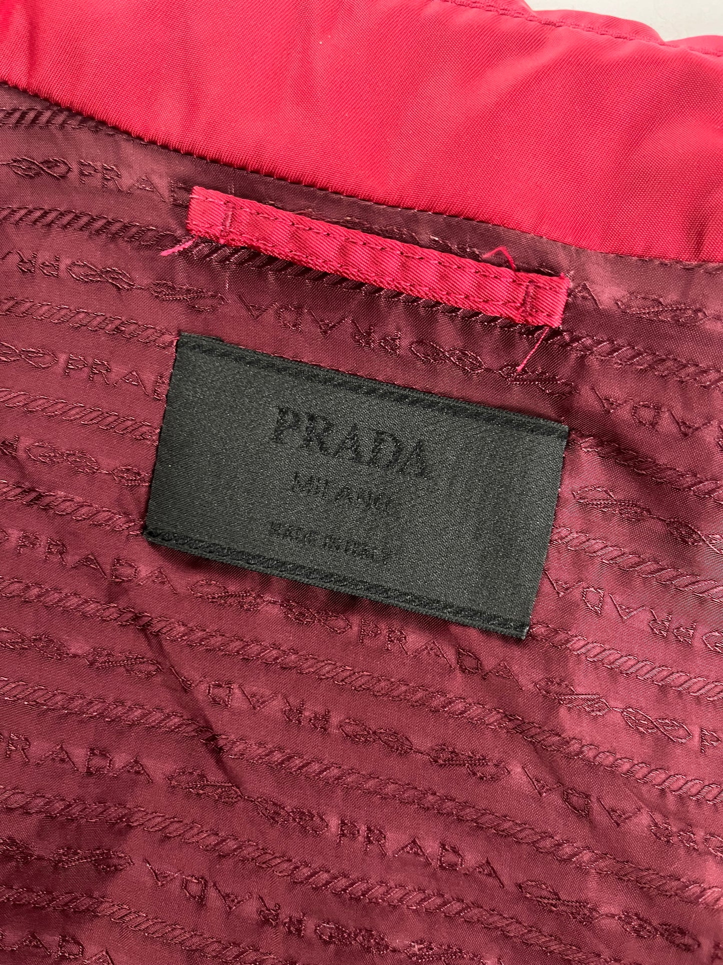 Prada Red Nylon Inside Monogram Work Trucker Jacket - L