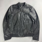 Prada Dark Grey Smooth Leather Minimalist Side Pocket Moto Jacket FW 2012 - M