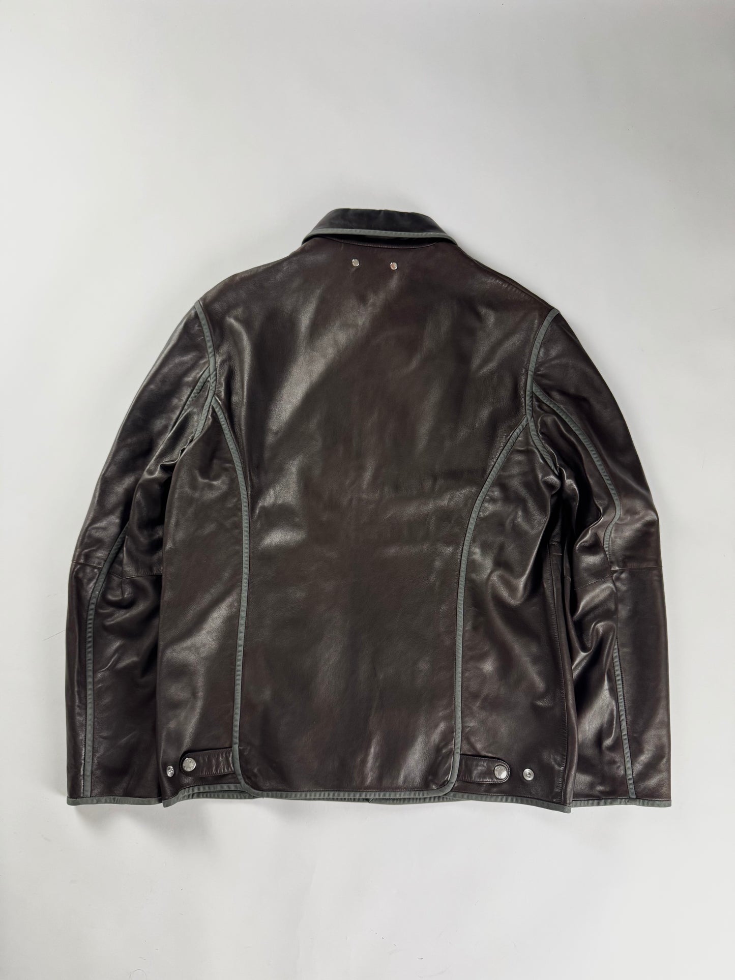 Louis Vuitton Dark Brown Light Leather Trucker Buttoned Jacket 2000s - L