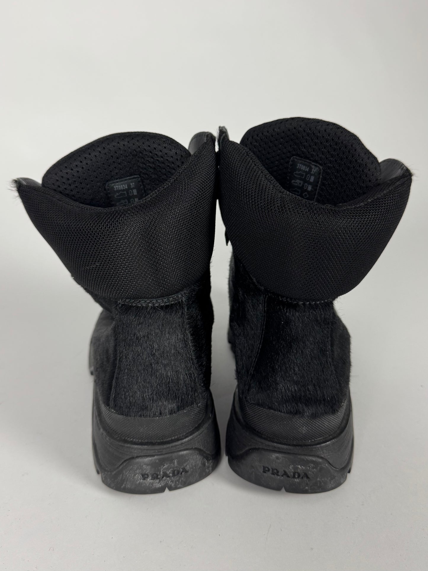 Prada Black Ponyhair Combat Boots FW 1999 - 37 IT/37,5 EU