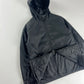 Prada Minimalist Black Nylon Double Zip Hooded Jacket 2000s - S