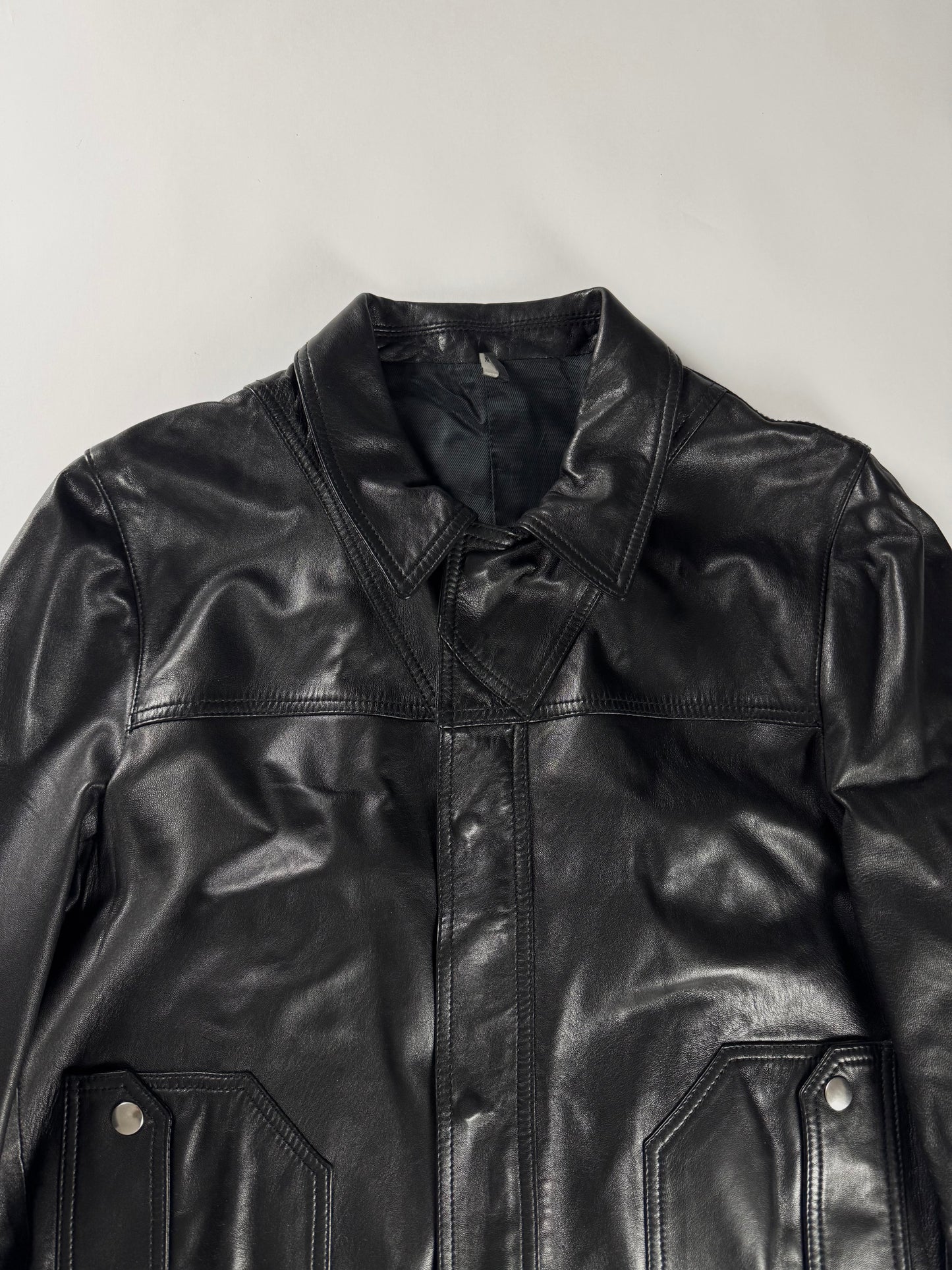 Dior Homme Dark Aviator Leather Trucker Jacket SS 2008 - M