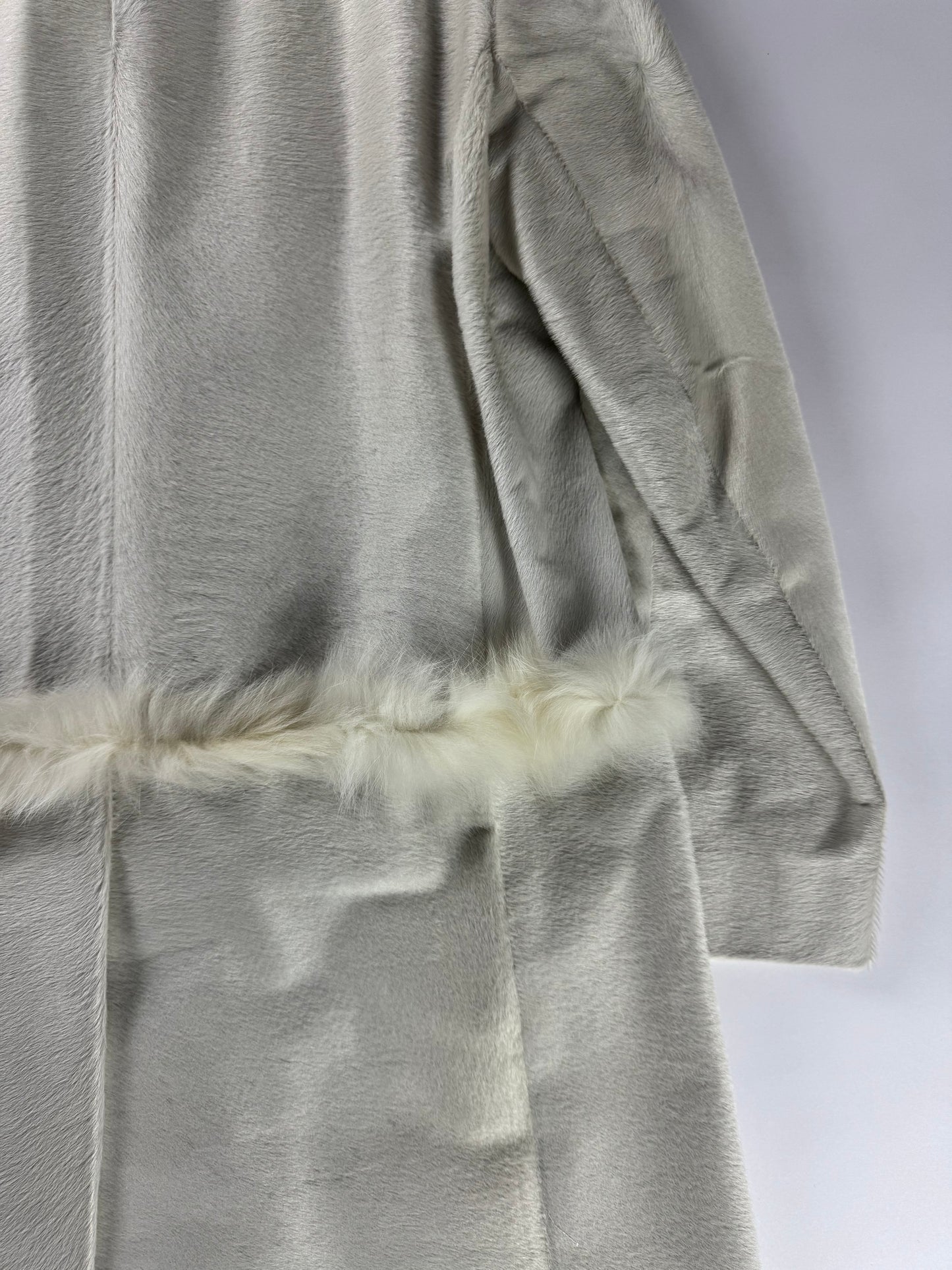 Prada White Heaven Fur Trimmed Pony Hair Leather Coat 1990s - S