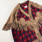 Maison Margiela x Pendleton Red Tartan Plaid Tan Knit Western Fringe Cardigan FW 2023 - XXL