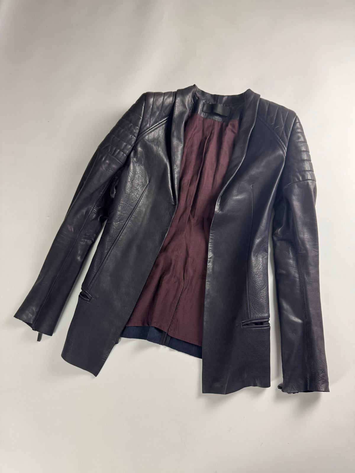 Haider Ackermann Biker Tailored Purple Leather Jacket FW 2012 - S