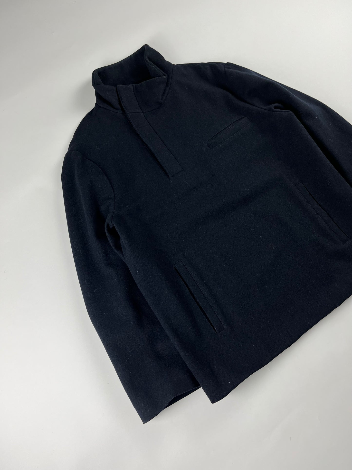 Prada Asymmetric Navy Half Zip Wool Jacket FW 1998 - S/M