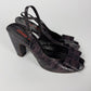Miu Miu Aubergine Crocodile Embossed Leather Peep Toe Slingback Block Heel Pumps 2000s - 38,5 IT/39 EU