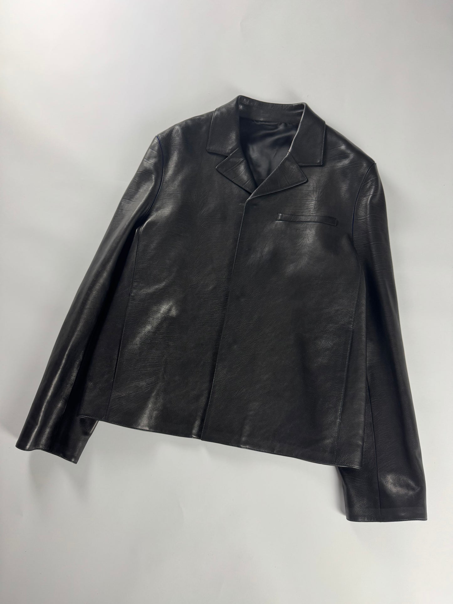 Louis Vuitton Unreleased Blue Neon Minimalist Perfect Tailored Lambskin Leather Jacket SS 2025 - L
