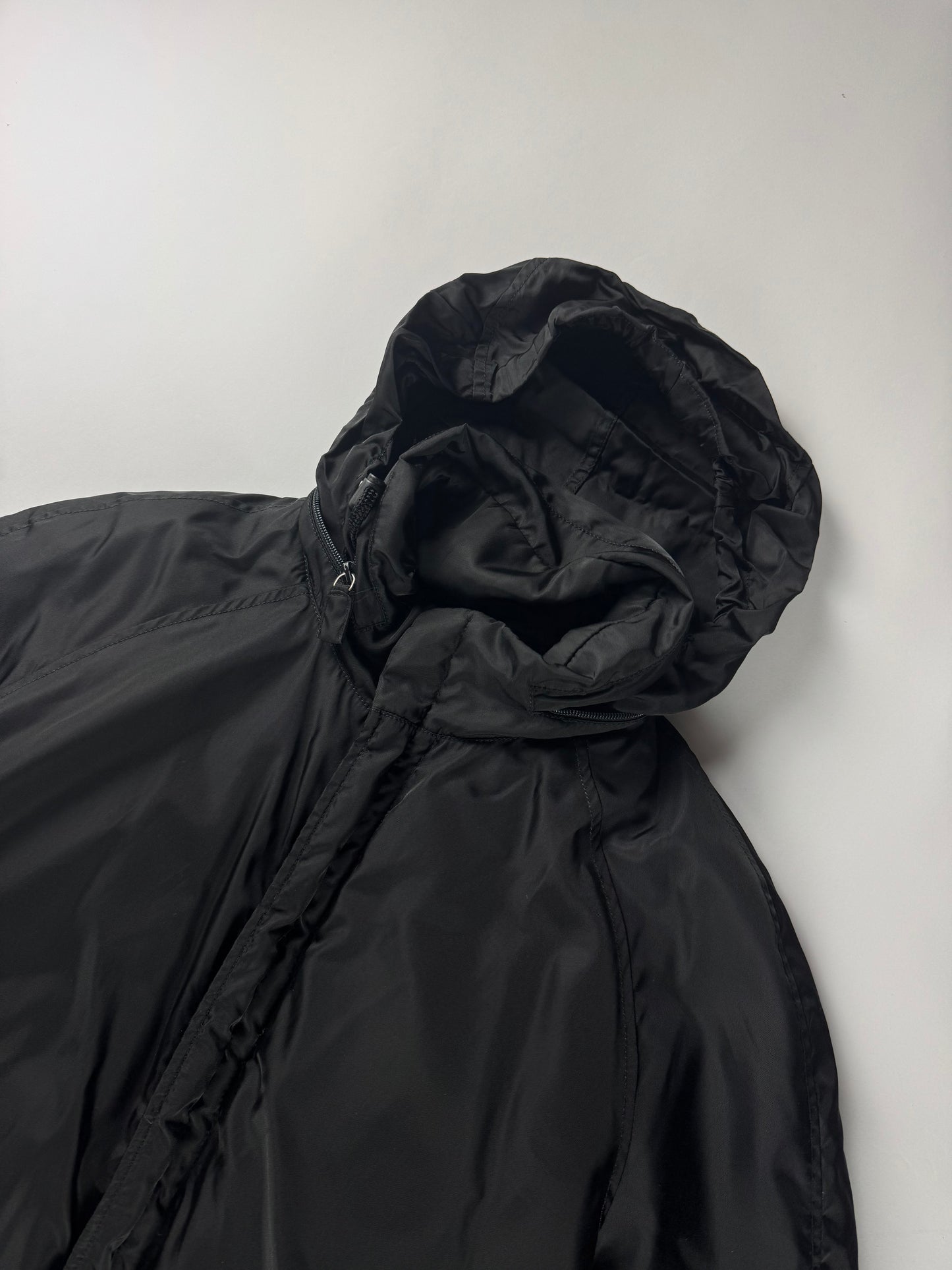 Prada Black Nylon Minimalist Tactical Padded Jacket FW 1994 - L