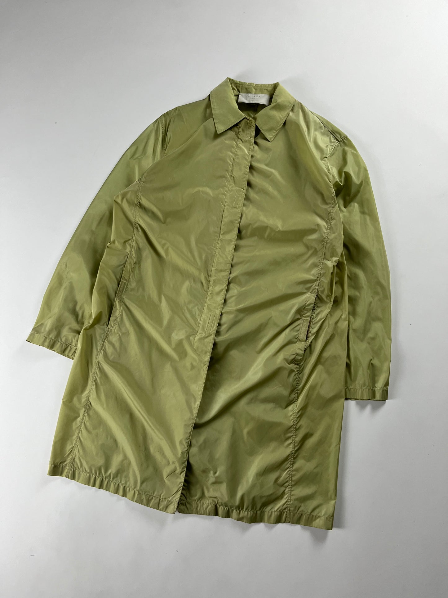 Prada Translucent Electric Nylon Strapped Long Light Jacket SS 1998 - XS