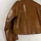 Prada Cognac Premium Leather Double Zipper Padded Layer Minimalist Jacket FW 2000 - L