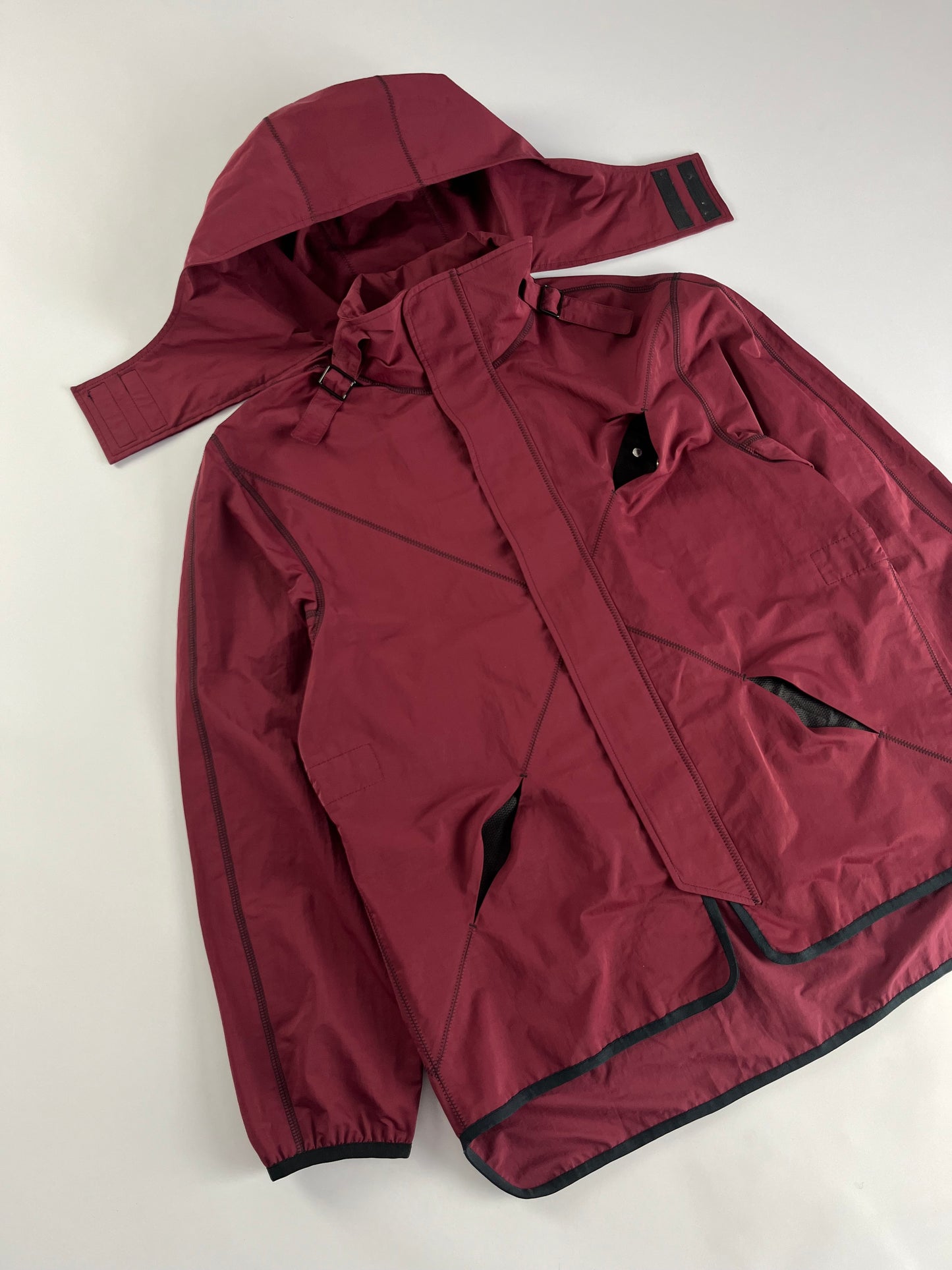 Louis Vuitton Sample Adjustable Collar Strap Burgundy Technical Jacket FW 2019 - L