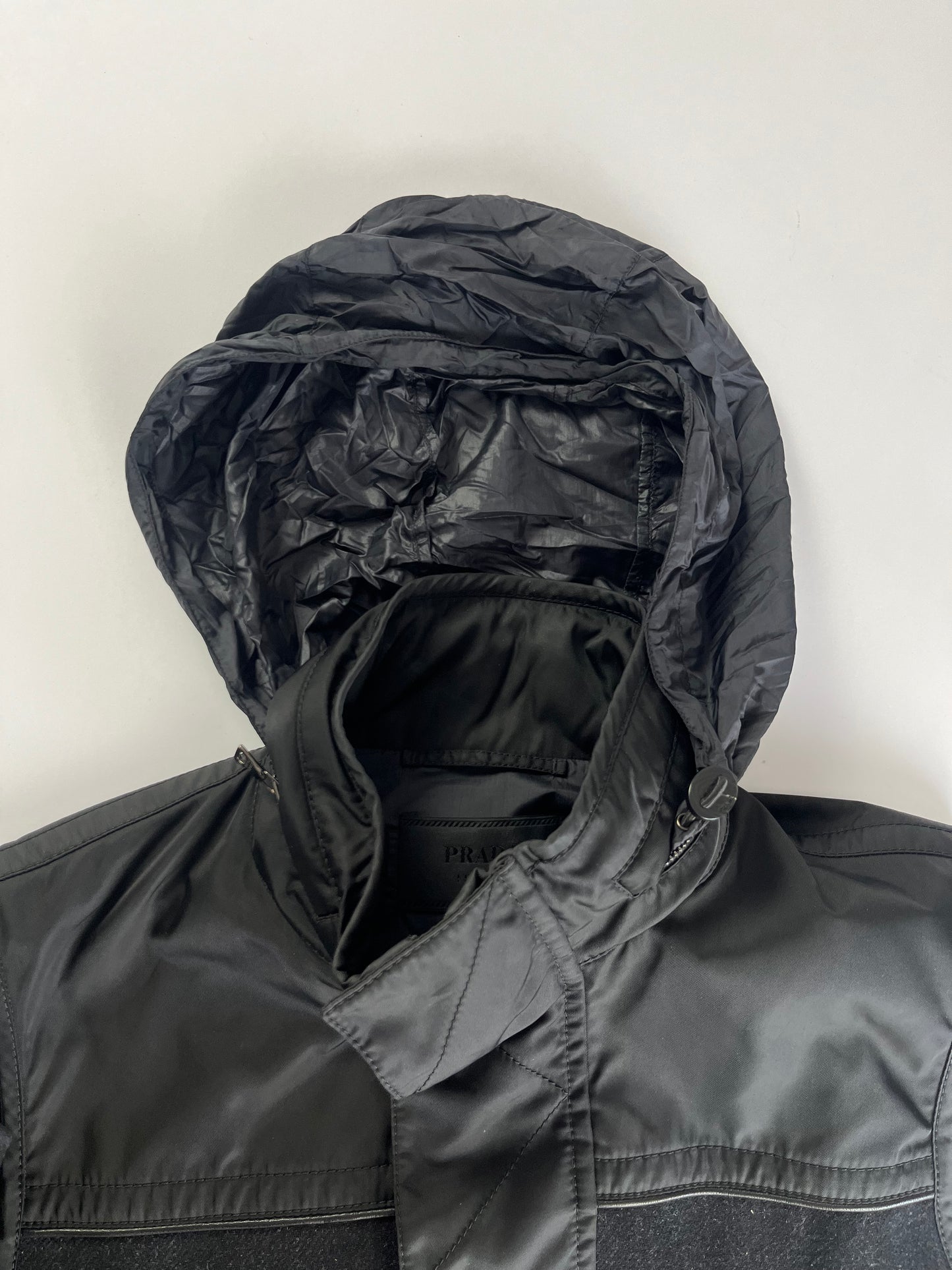 Prada Hidden Nylon Hoodie Hybrid Vest - M