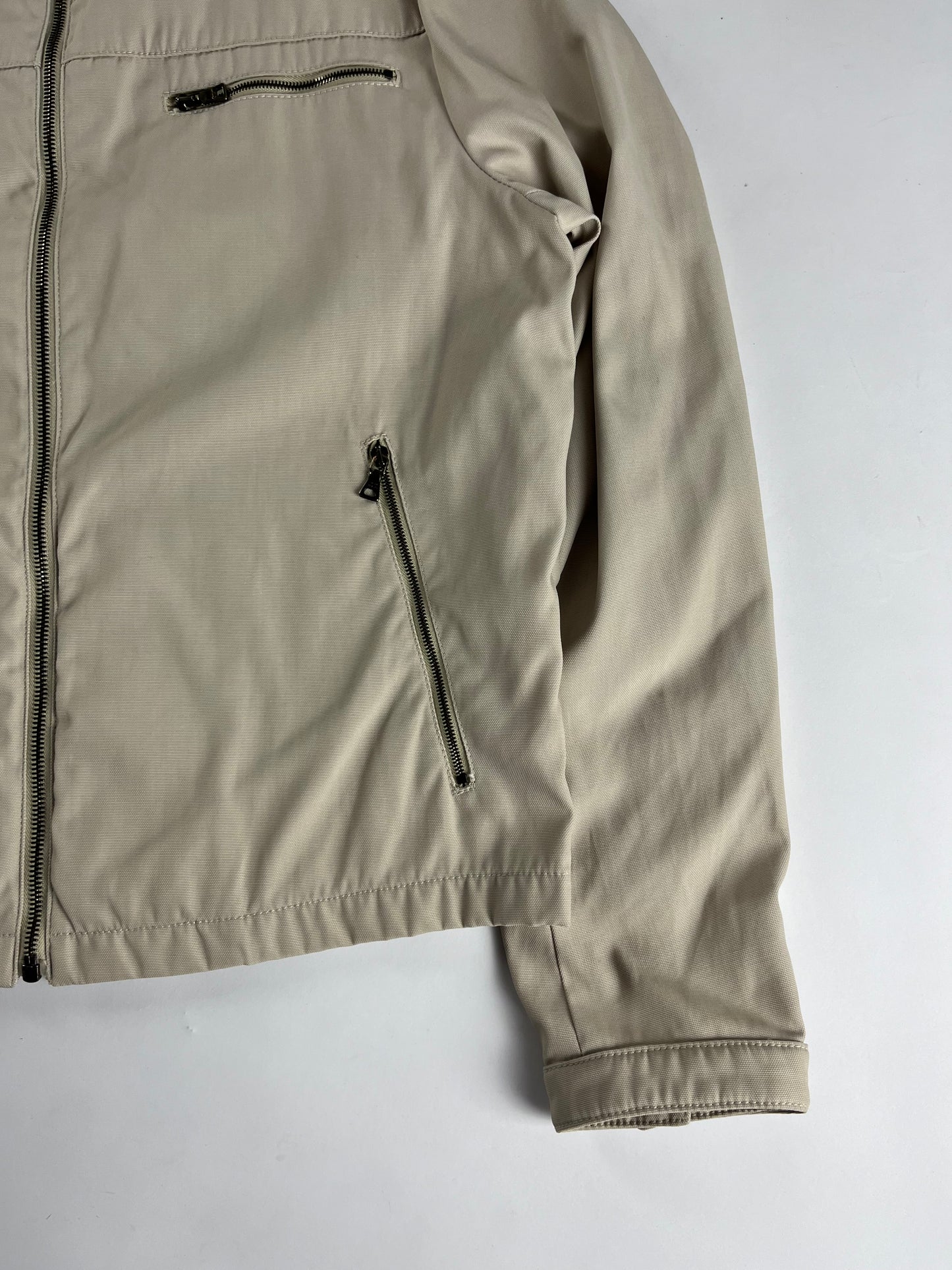 Prada Cream Double Front Zipper Pocket Moto Jacket 2010s - M
