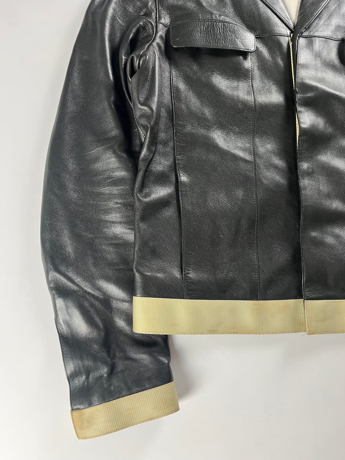 Prada Black Artisanal Leather Premium Jacket SS 1999 - M