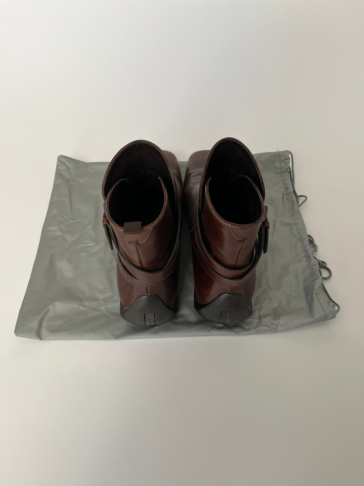 Prada Brown Leather Belted Boots FW 2011 - 44 EU