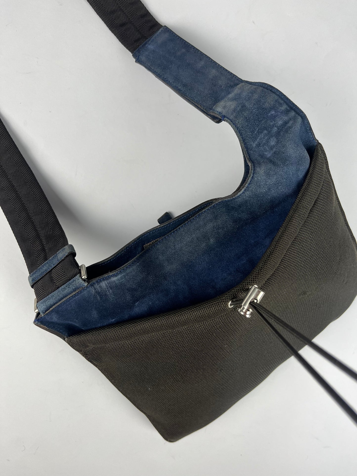 Prada Navy Suede Leather Crossbody Bag FW 1999 - OS