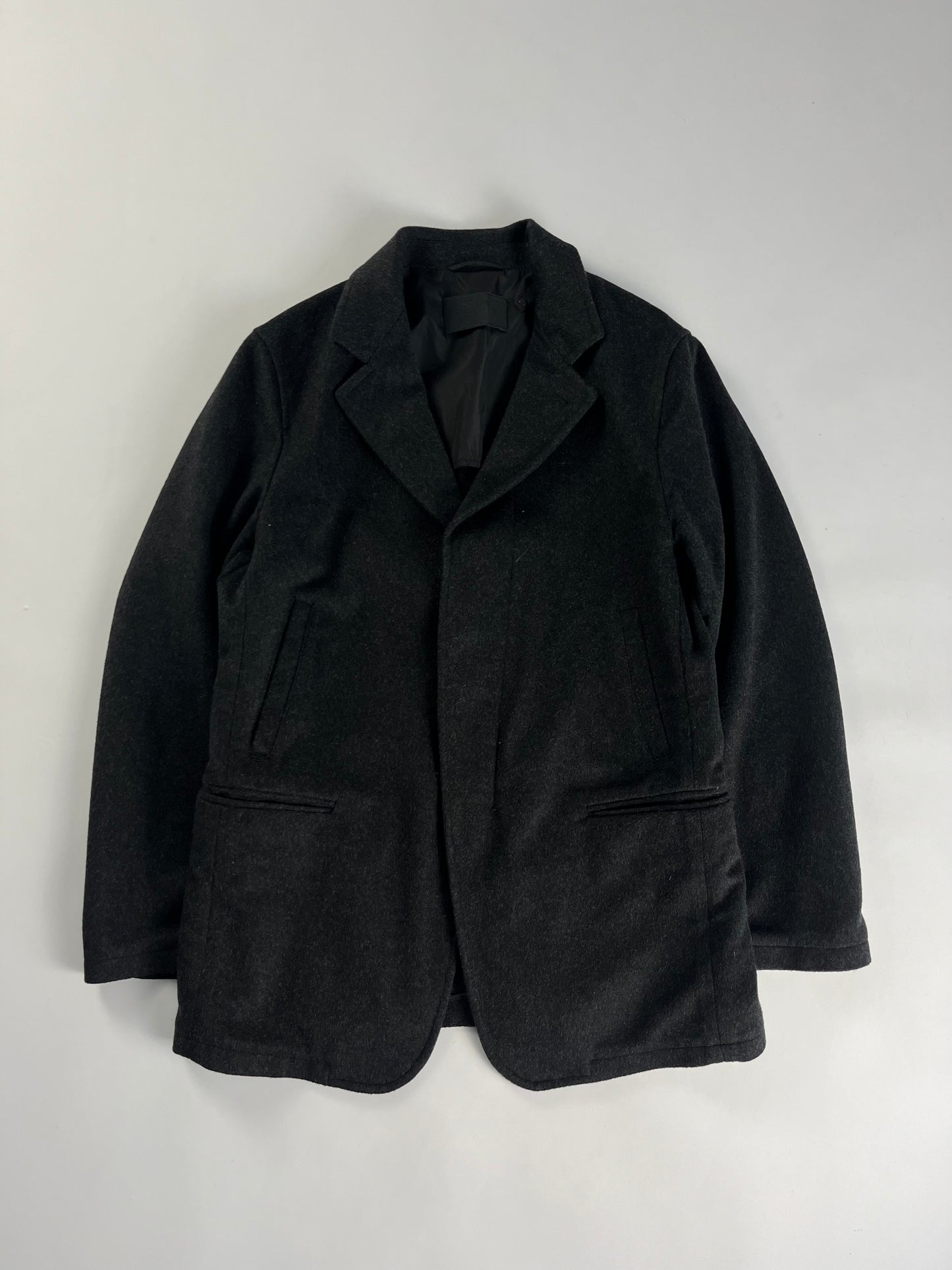 Prada Wool Minimalist Back Neck Leather Detail Blazer FW 1999 - M