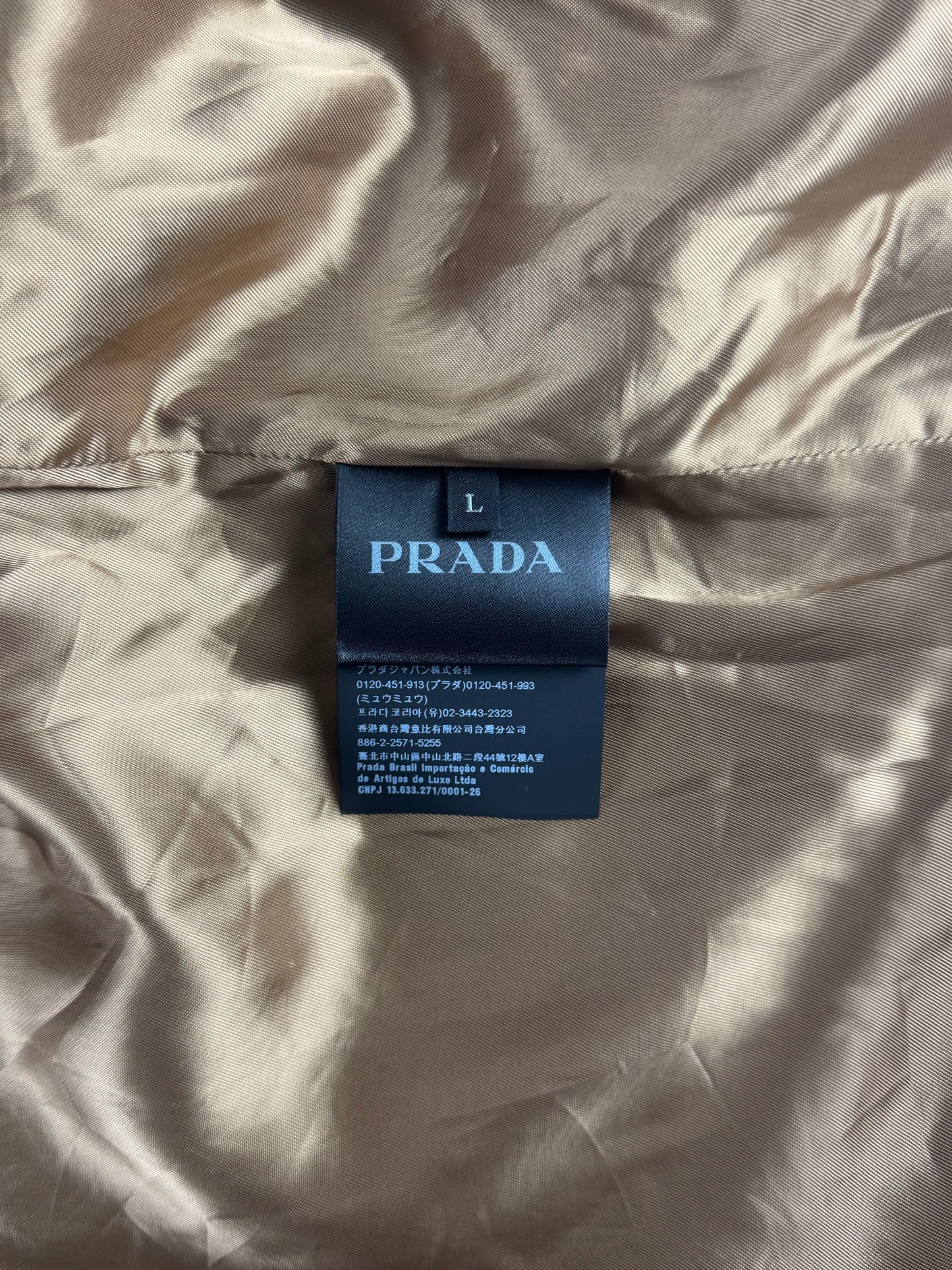Prada Brown Camel Hair Triangle Logo Classic Jacket FW 2023 - L