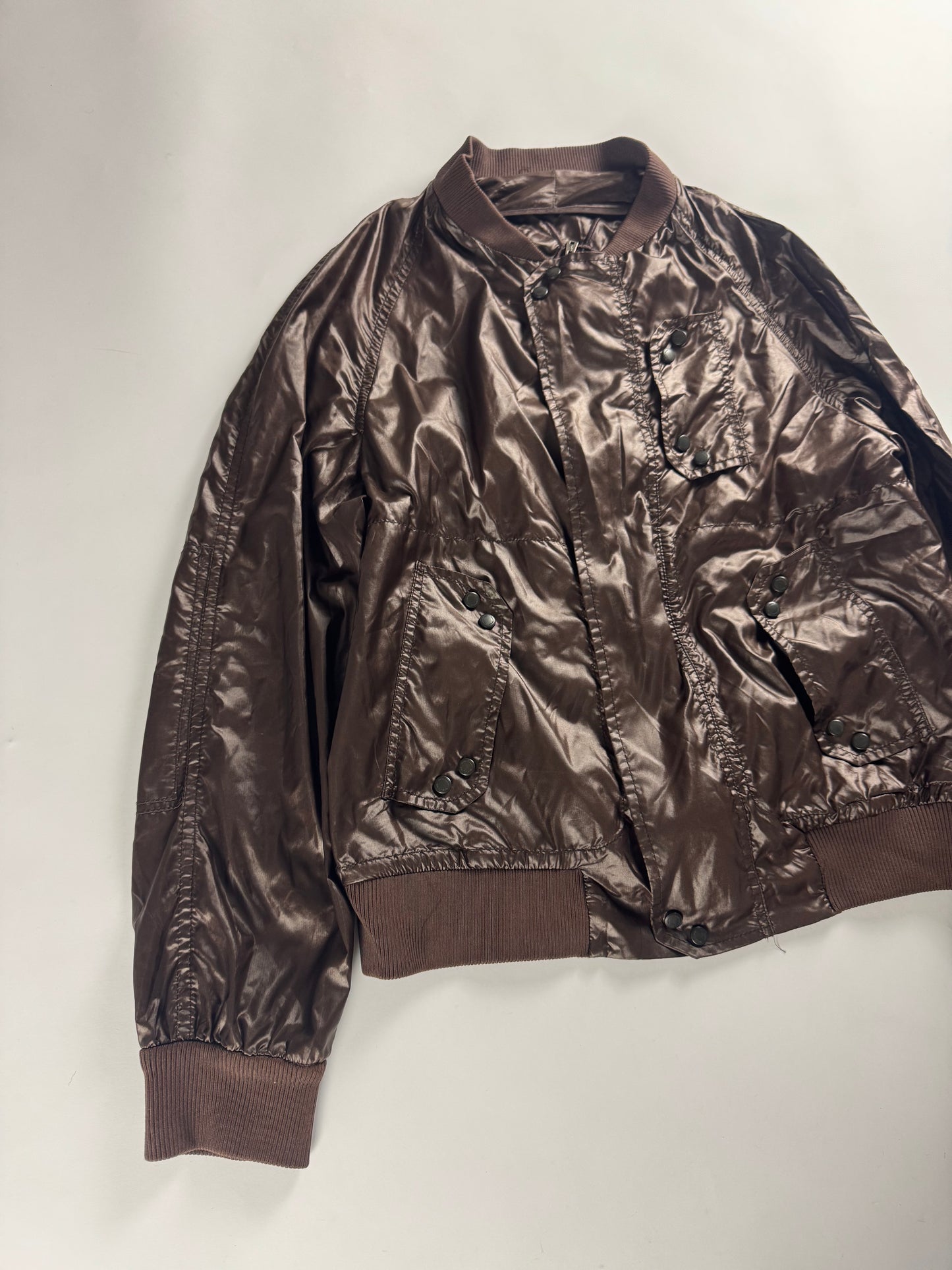 Yves Saint Laurent Rive Gauche Brown Nylon Bomber Jacket FW 2003 - M