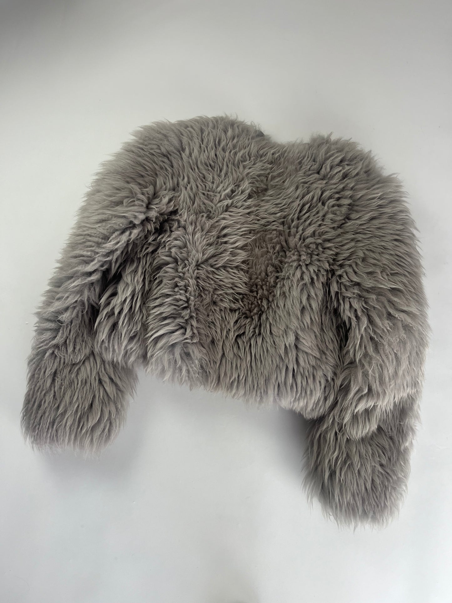 Louis Vuitton Sample Light Grey Fur Crop Jacket FW 2015 - S