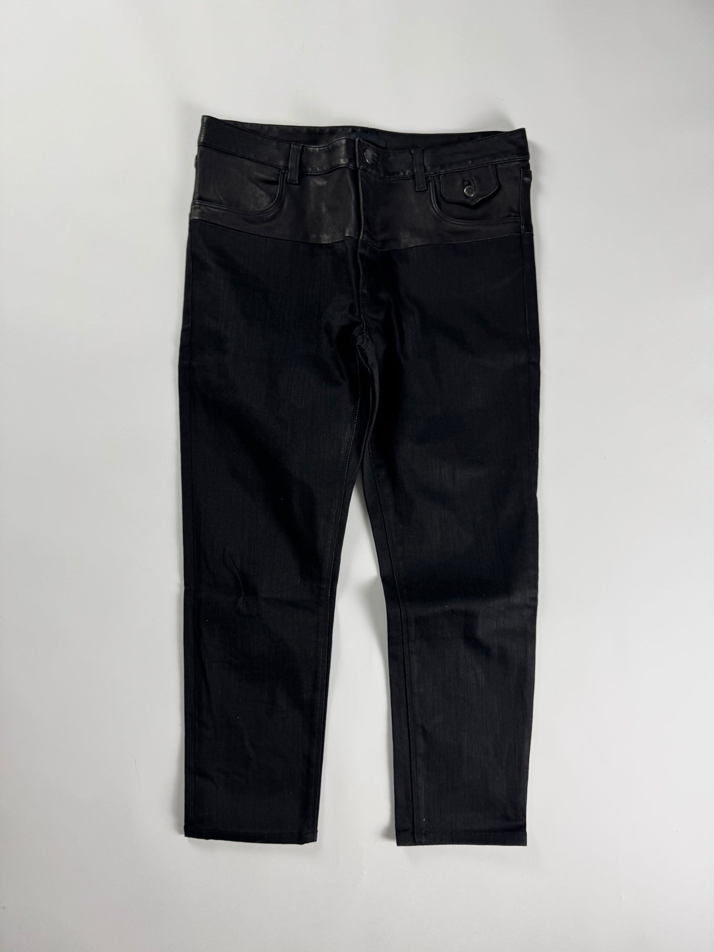 Prada Skinny Black Waist Paneled Leather Pants 2000s - 31 US