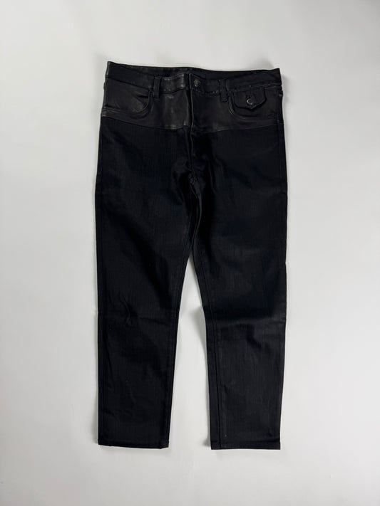 Prada Skinny Black Waist Paneled Leather Pants 2000s - 31 US
