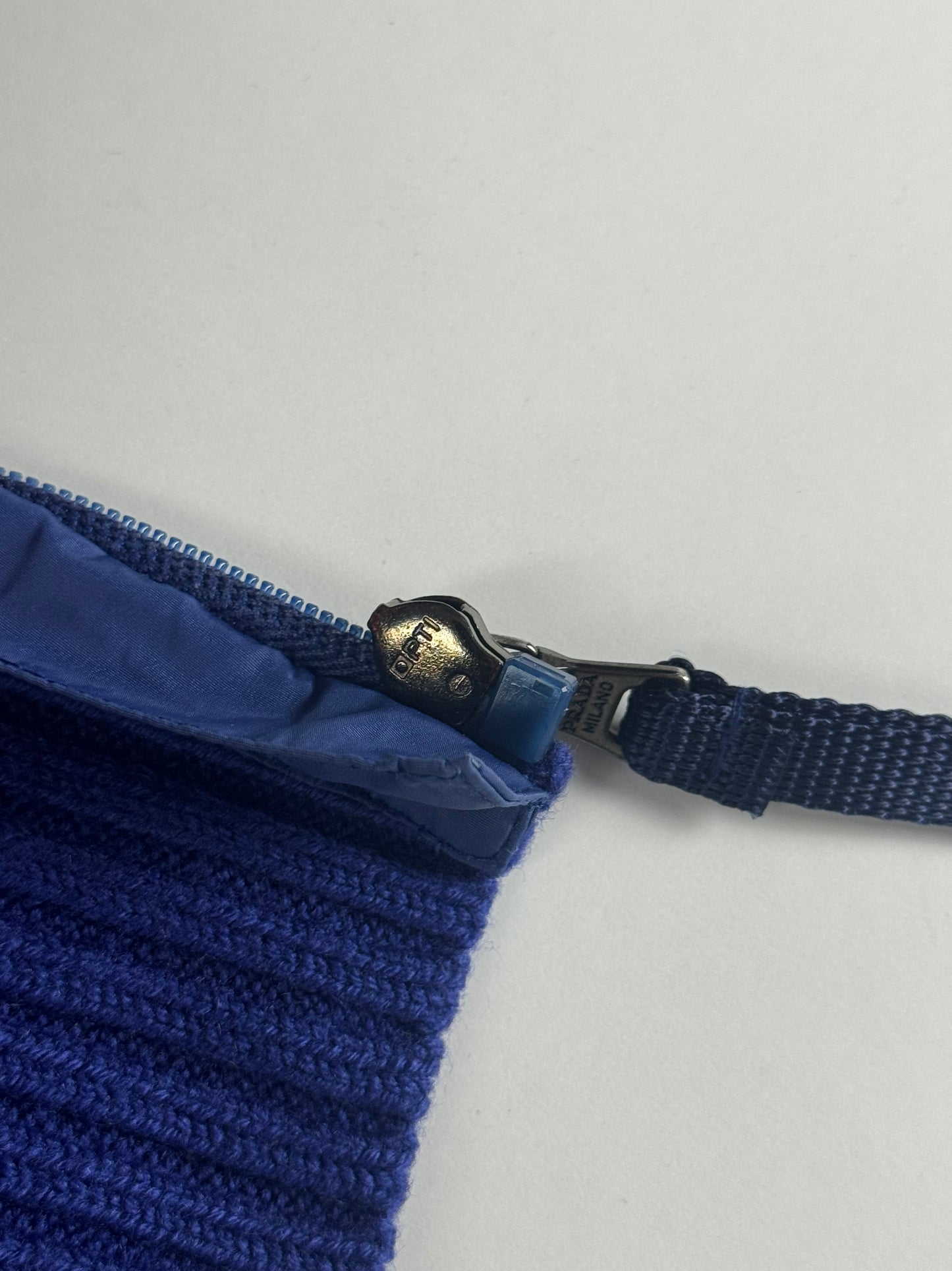 Prada Linea Rossa Shine Blue Corduroy Turtleneck Sweater FW 1999 - S