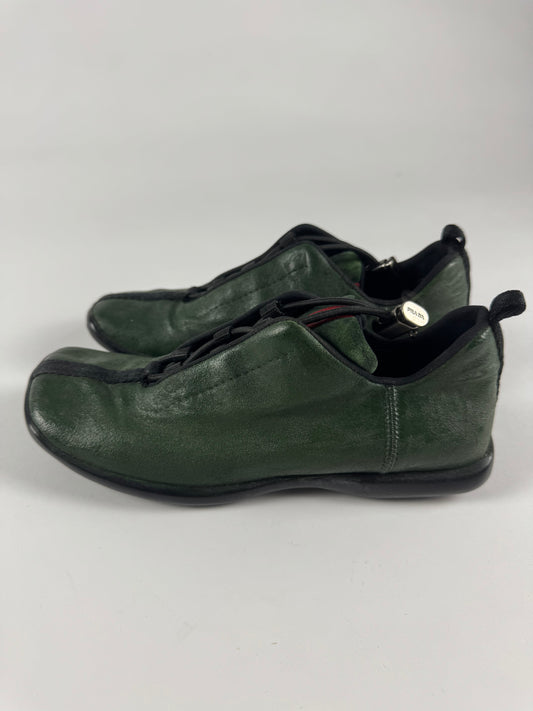 Prada Linea Rossa Green Leather Shoes FW 1999 - 37,5 IT/38,5 EU