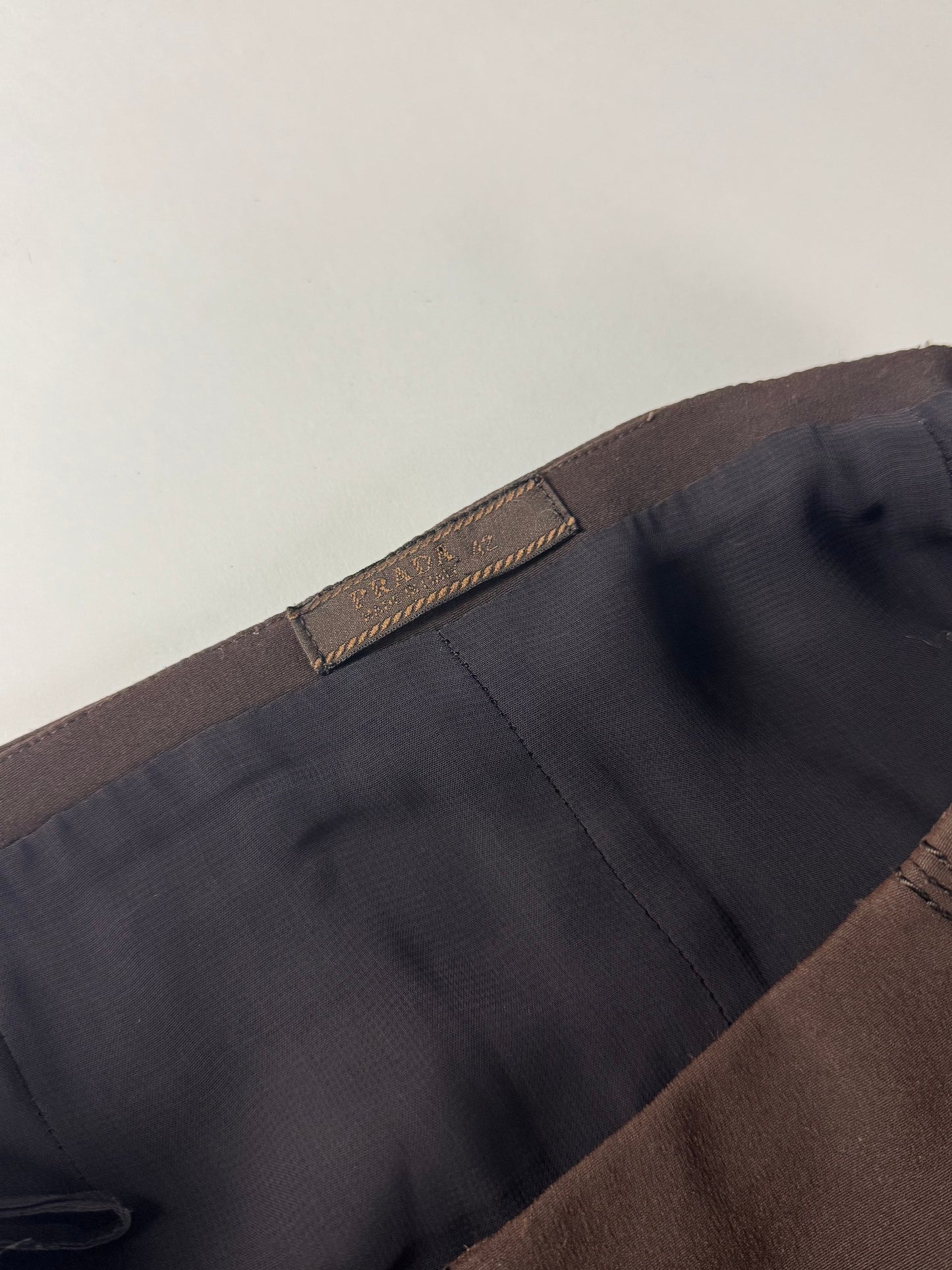 Prada Brown Elegant Cropped Belted Jacket Skirt Set FW 1996 - S