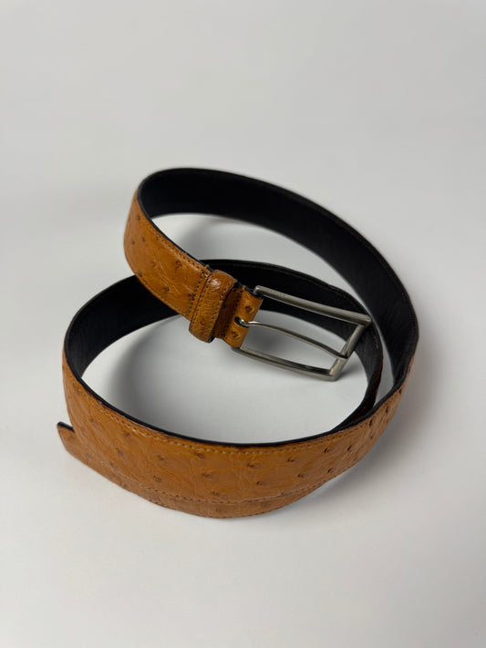 Prada Brown Premium Ostrich Leather Belt 2000s - 90 CM