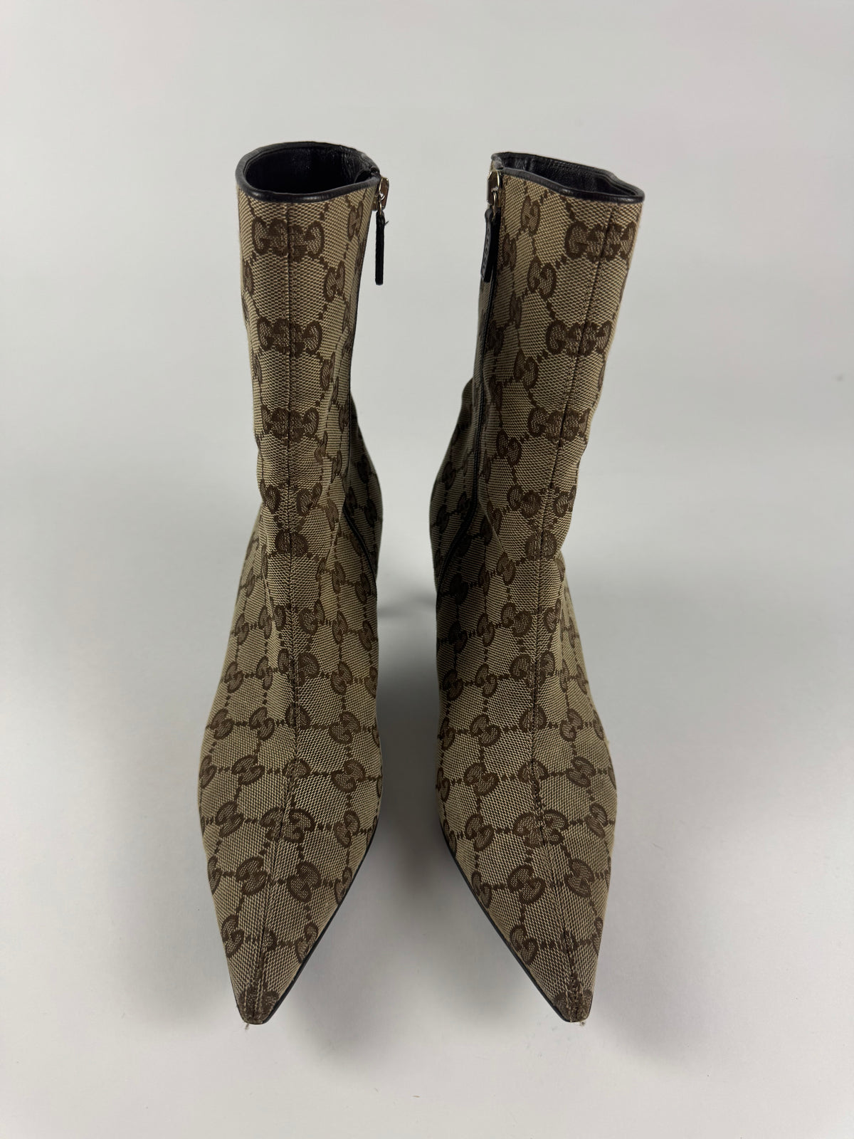 Gucci GG Tom Ford Canvas Monogram Ankle Heel Boots 2000s - 38 IT/39 EU