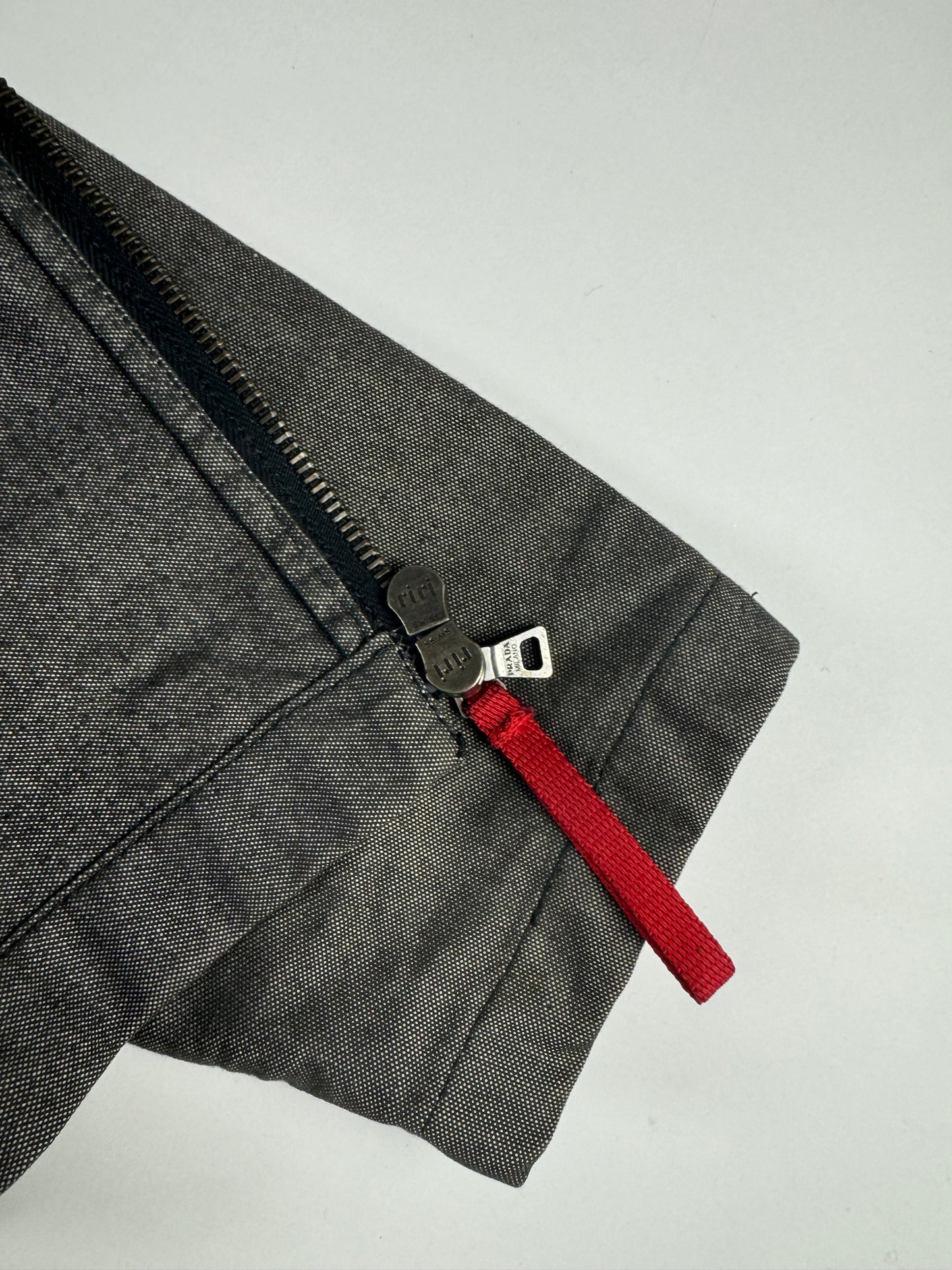 Prada Sample Smoke Double Zip Oversize Cotton Jacket 2000s - L