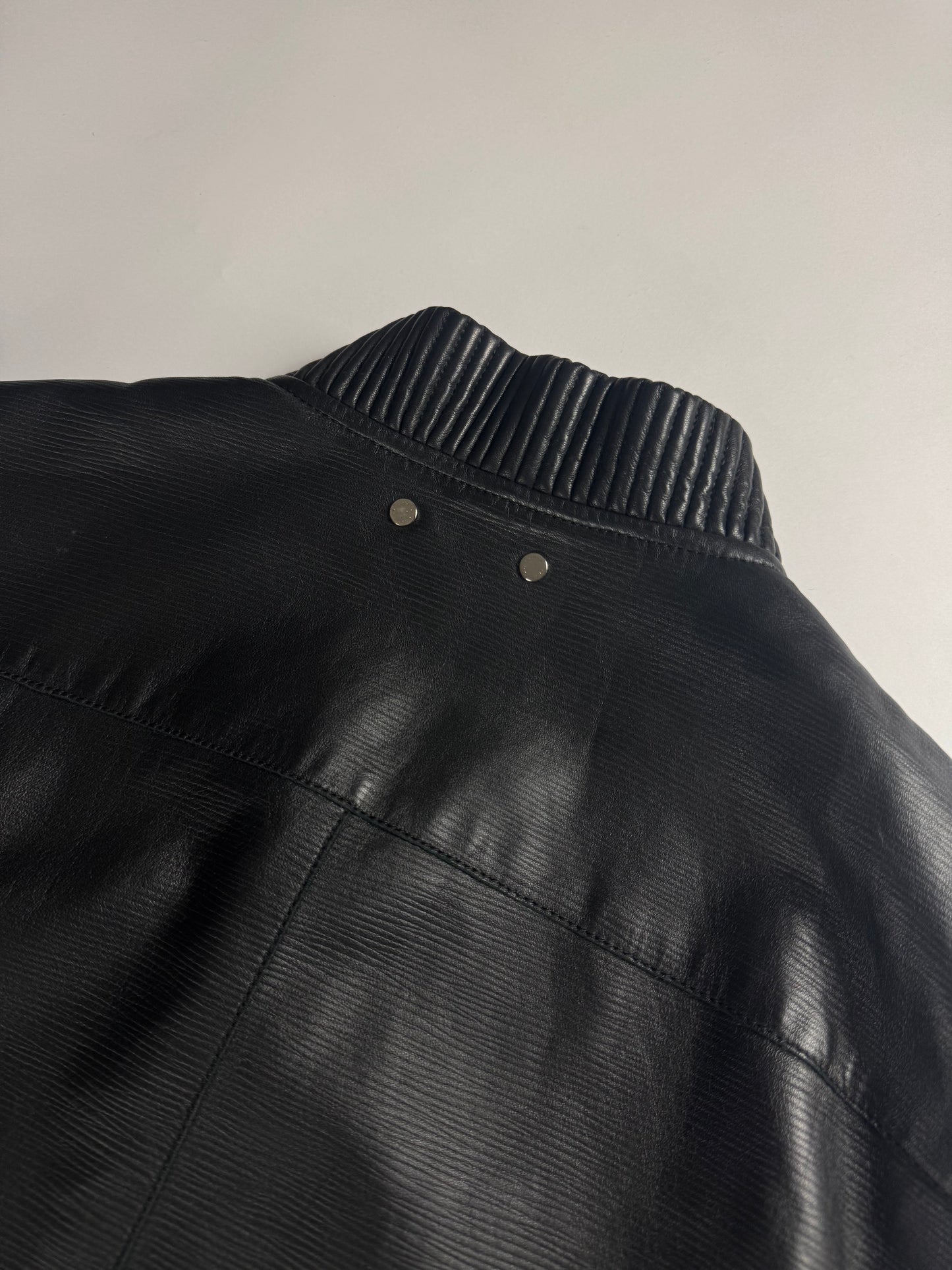 Louis Vuitton Sample Black Wool Sleeves Epi Leather Bomber Jacket Pre Fall 2013 - M