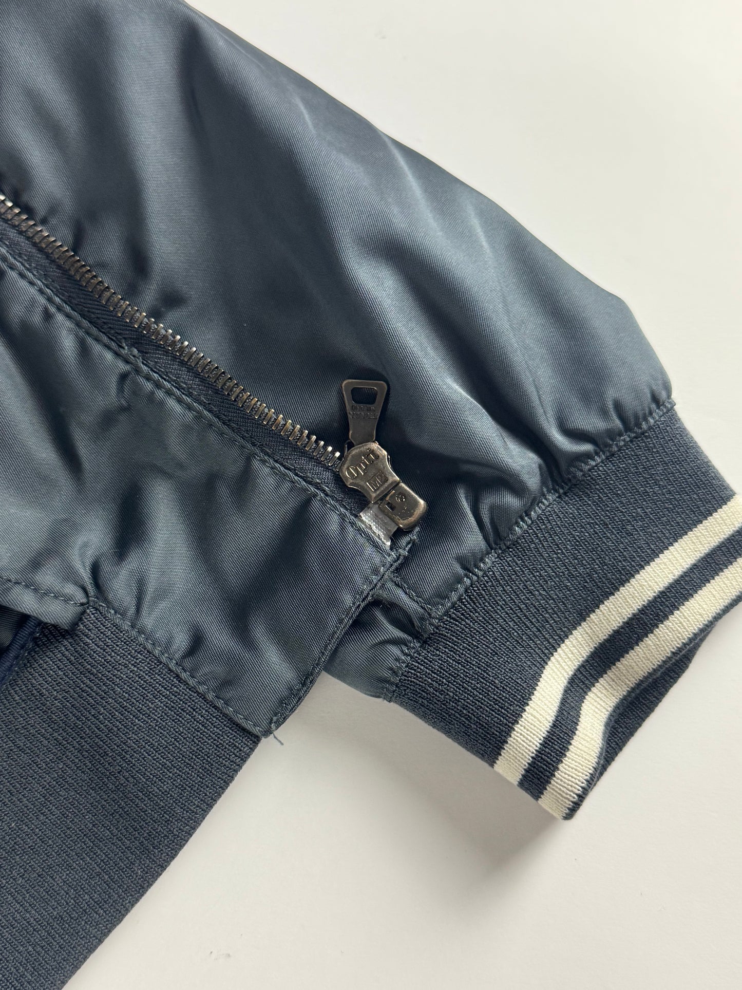 Prada Triangle Logo Navy Nylon Bomber Jacket 2010s - M